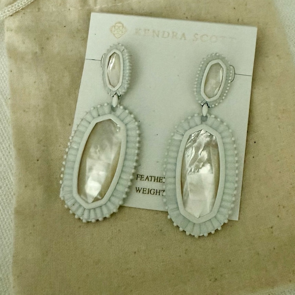 Kendra Scott Parsons Iridescent White Drop Earrings